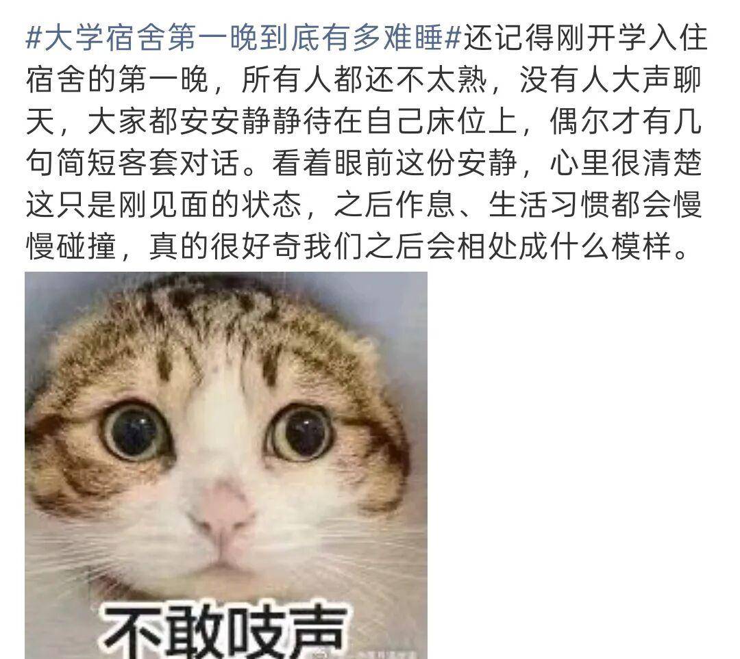 “大學宿舍第一晚到底有多難睡”上熱搜，不妨溫暖接納