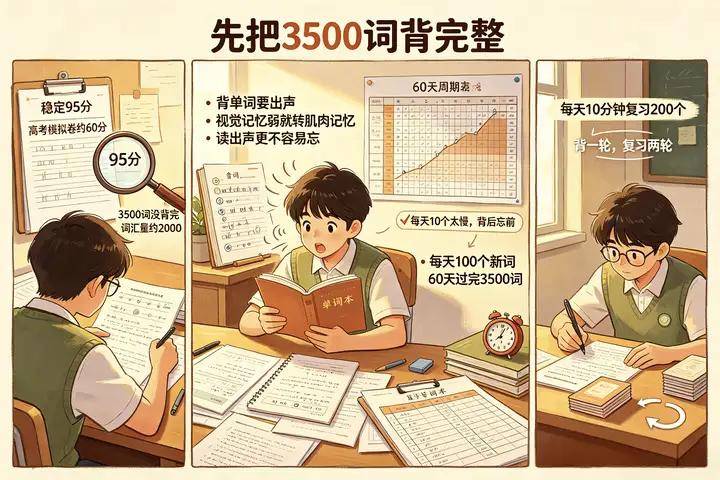 原創重點中學新高一，理科排名前十，英語只有95分如何突破？
