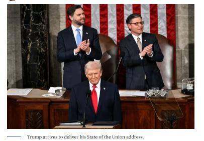 特朗普發表第二任期內首場國情諮文，談及經濟、移民問題