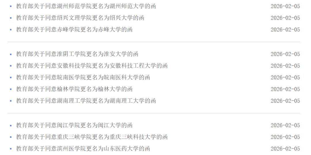 11所高校，更名“大學”