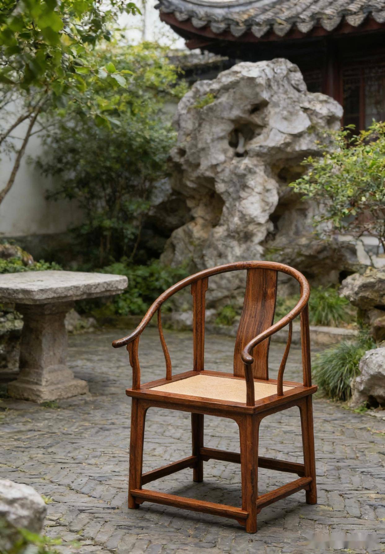 天圓地方，收藏級黃花梨，藤面圈椅