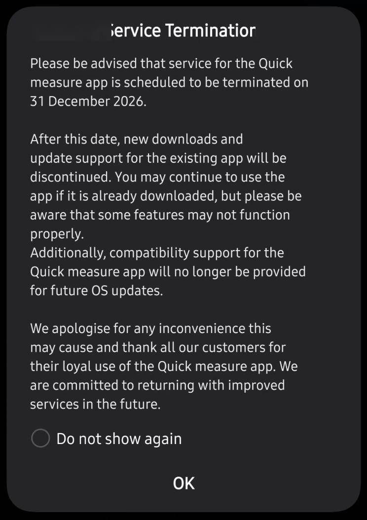 三星Quick Measure快速測量App將於12月31日結束官方支援